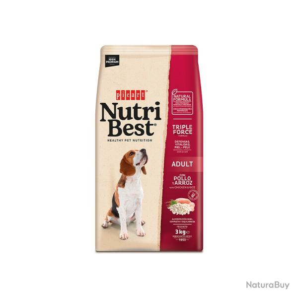 SACS DE CROQUETTES AVEC DU POULET ET DU RIZ POUR CHIENS ADULTES EN 15KGS