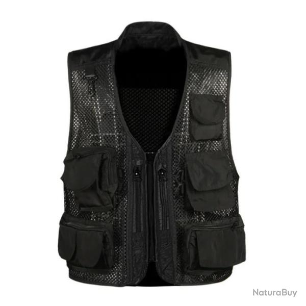 Gilet de chasse respirant en mesh fermeture �clair - Noir