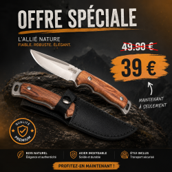 Herbertz HE55012 - Couteau &agrave; lame fixe - lame inox 9 cm, manche bois d'olivier, &eacute;tui cuir