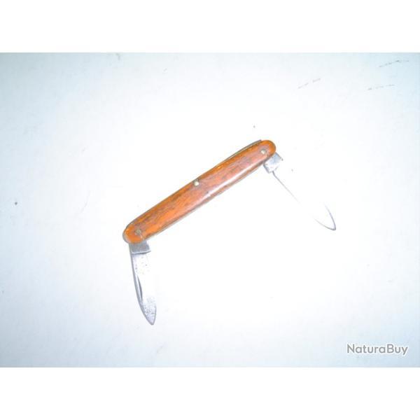 Couteau- petit canif  manche imitation bois   double lames