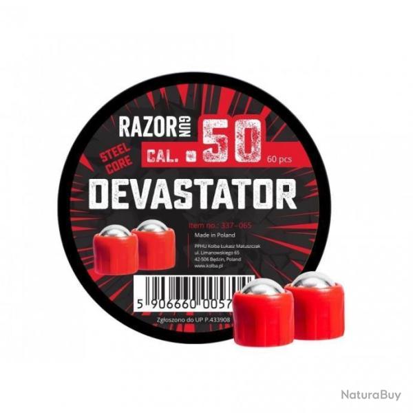 Bo�te de 60 x Billes RazorGun Steel Core Devastator Cal. .50 / 60 Pcs. pour Umarex HDR50 commande