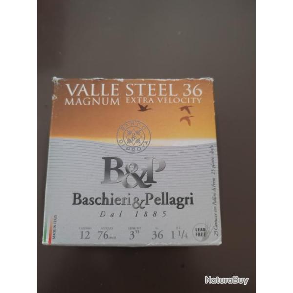 Cartouche baschieri et pellagri cal 12 magnum acier n4