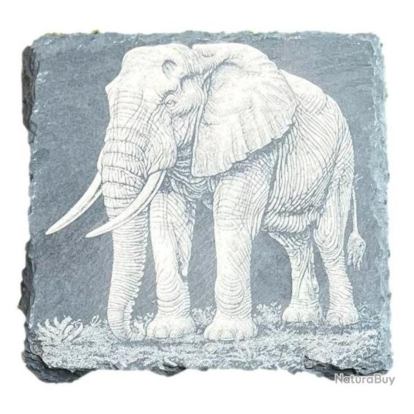 Dessous de verre carr� x6 en ardoise de 10 cm �l�phant