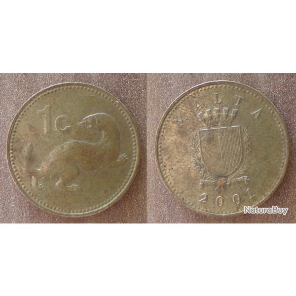 Malte 1 Cent 2001 Liri Piece Otarie Lira Europe
