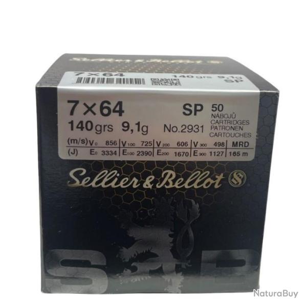 Munitions SELLIER & BELLOT sp cal.7x64 140gr 9.1g par 150