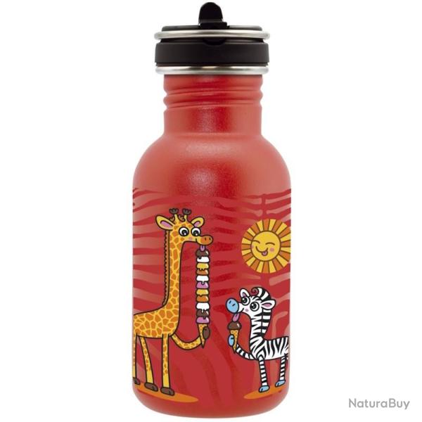Gourde inox enfant Laken Basic Steel 0,5L rouge avec bouchon Flow