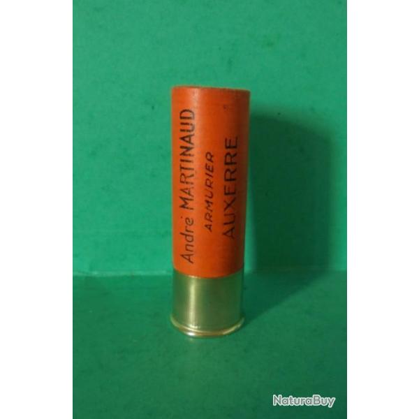 CARTOUCHE  ANCIENNE NON RECHARGEE D ARMURERIE   " Andr MARTINAUD AUXERRE " CAL.16 CHEVROTINES  .