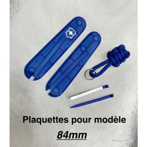 Neuf C�tes / Plaquettes Bleu Translucide Saphir - Original Swiss Victorinox 84mm + Accessoires