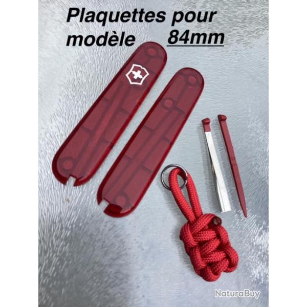 Neuf C�tes / Plaquettes Rouge Translucide Ruby - Original Swiss Victorinox 84mm + Accessoires