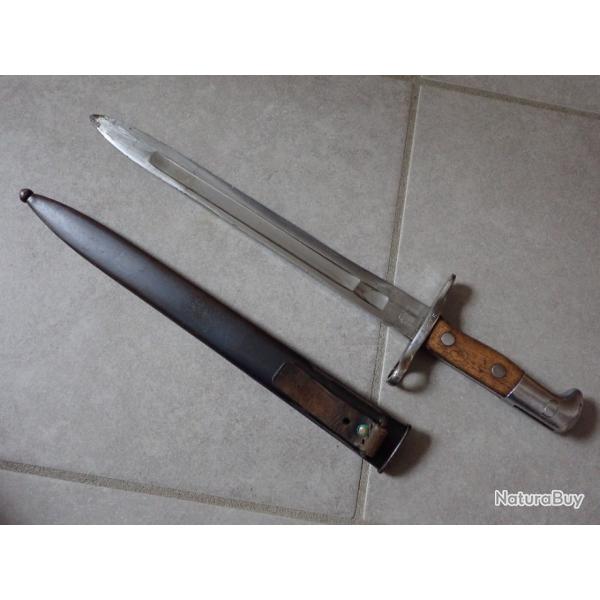 41876 Rare baionnette mdle 1900 suisse pour fusil Rubin Schmidt K11 ou K31 : � douille : 14 mm