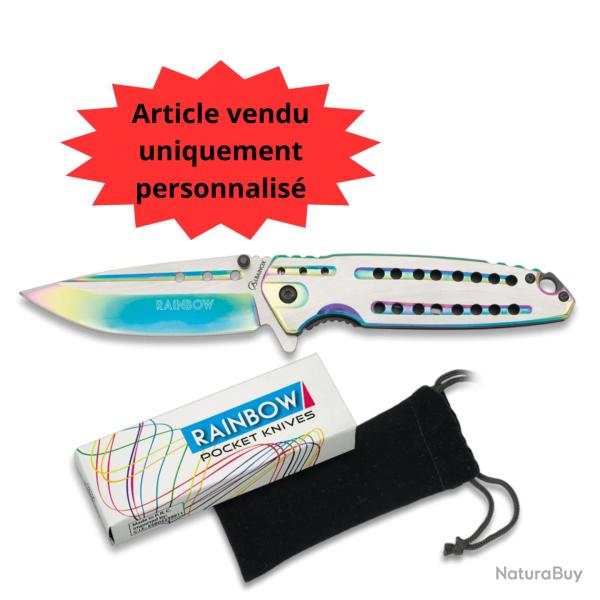 Couteau pliant Rainbow avec lame de 9,5 cm + Housse tissus 18059 � personnaliser