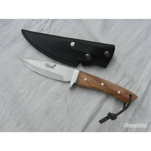 couteau de chasse L�opard 24,5 cm poign�e bois de Teck