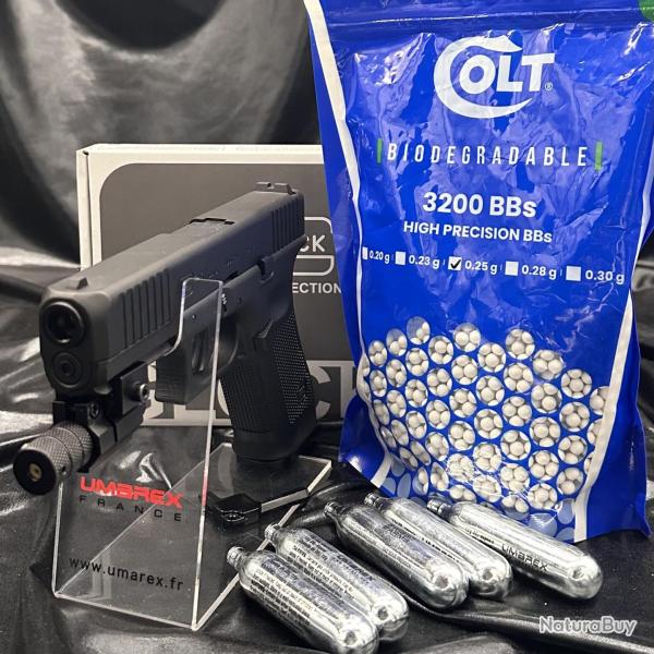 Nouveau "Pack Laser pr�t � tirer" - GLOCK 17 "GEN 5" - Cal. BBs 6mm - Airsoft ( 3200 Billes +Laser +