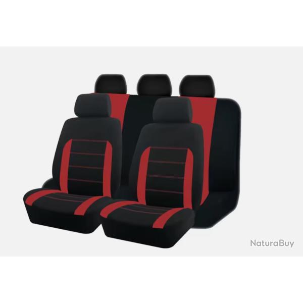 Ensemble Complet Housses de Sige de Voiture 5 Places Universel  Rouge lavable
