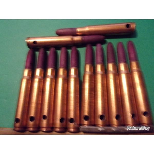 Boite d'origine avec 12 munitions 7,92x57 de 40 �tui acier cuivr� balle bois violette neutralis�e