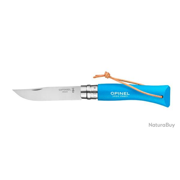 Opinel Baroudeur N-07 BLEU CYAN avec lien cuir