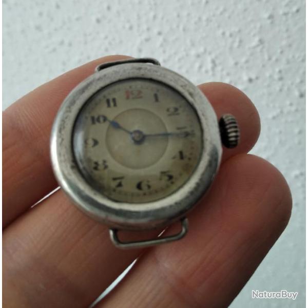 MONTRE M�CANIQUE MILITAIRE EN ARGENT FABRIQU�E EN FRANCE 1910-1920