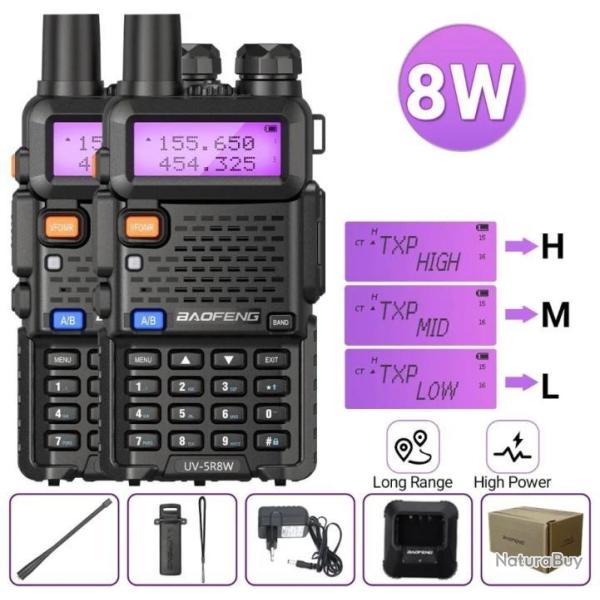 Paire de 2 Talkies-walkies Baofeng UV-5R (8W) - LIVRAISON GRATUITE