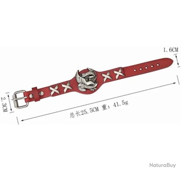 MOTO BIKER INDIAN NORTON TRIUMPH HARLEY DAVIDSON Royal Eagle RARE Bijoux M�tal CUIR