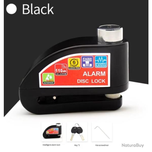 Alarme de Verrouillage pour Moto et V�lo - Cadenas de S�curit� en Alliage d'Aluminium Noir