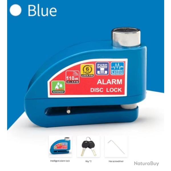 Alarme de Verrouillage pour Moto et V�lo - Cadenas de S�curit� en Alliage d'Aluminium Bleu