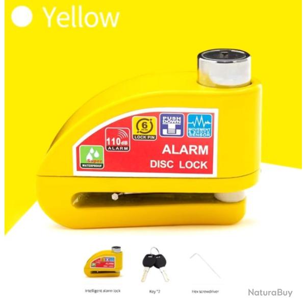 Alarme de Verrouillage pour Moto et V�lo - Cadenas de S�curit� en Alliage d'Aluminium Jaune