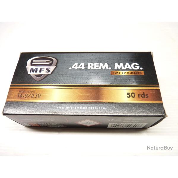 BOITE DE 50 MUNITIONS MFS - CAL.44 REM MAG - 14.9G / 230 GRAINS FMJ
