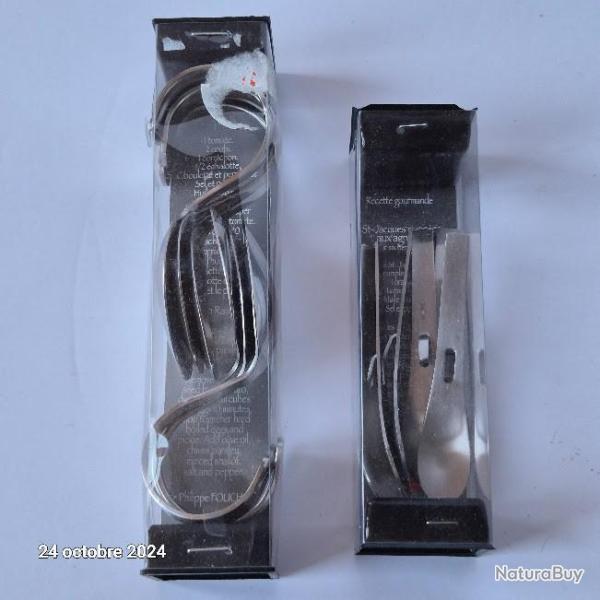 Lot de 6 Cuill�res roul�es � d�gustation et 6 Cuill�res � crochet Atoll - petit mod�le 90mm, inox