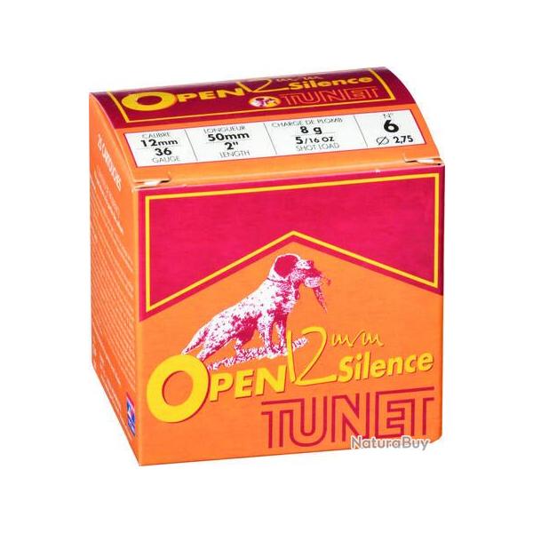 TUNET Cartouches de chasse OPEN 12 mm Silence par boite de 25 36 50 8g