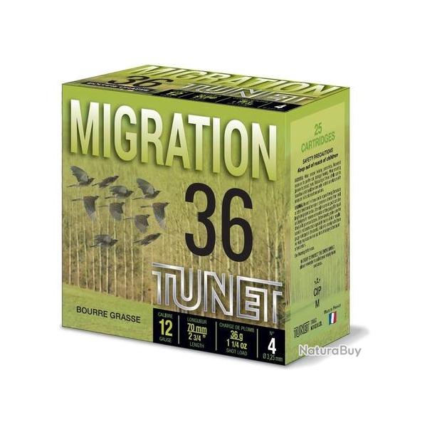 TUNET Cartouches de chasse MIGRATION 36 par boite de 25 12 70 36g