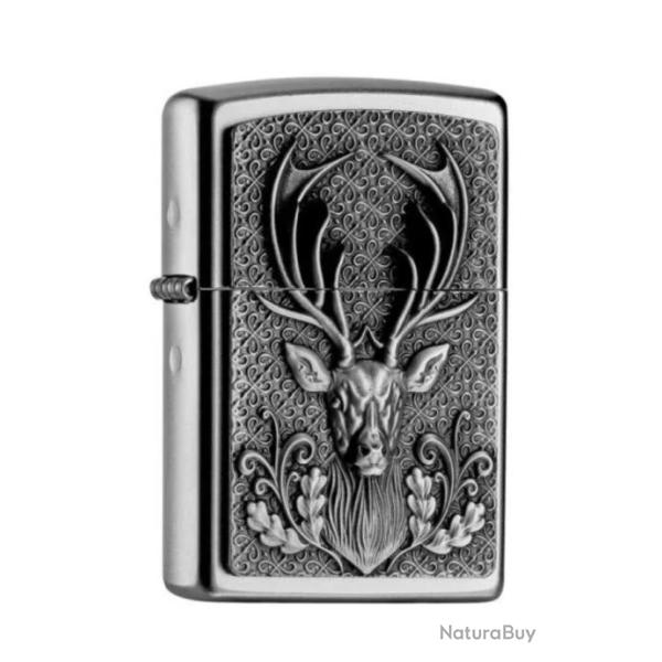 Briquet Zippo satin ��t�te de cerf��
