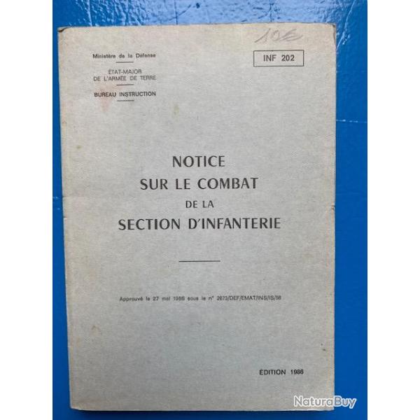 notice sur le combat de la section d'infanterie - minist�re de la d�fense - INF 202 - Edition 1986