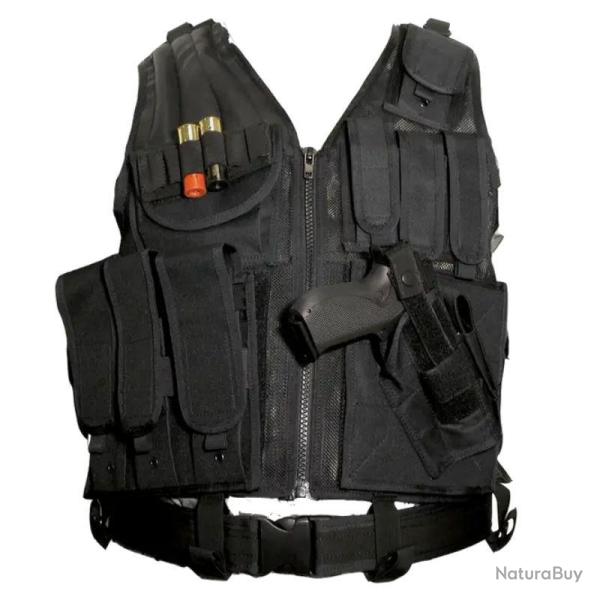 VESTE GILET TACTIQUE AIRSOFT SWISS ARMS AVEC HOLSTER