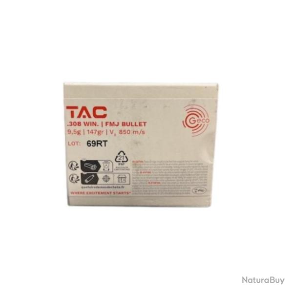 Munitions GECO cal.308win tac fmj 147gr 9.5g par 20