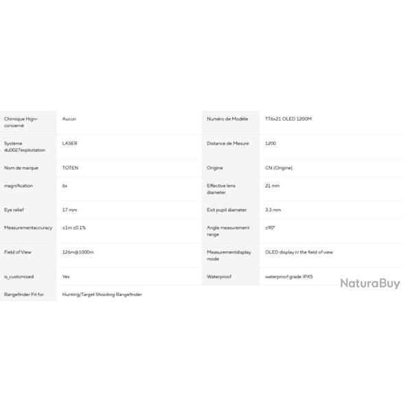 TOTEN - jumelles � longue port�e 6x21 OLED 1200m paiement en 3 ou 4 fois -