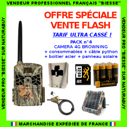 PACK n&deg;4 : Cam&eacute;ra Browning Defender Wireless 4G + boitier c&acirc;ble piles SD et panneau solaire