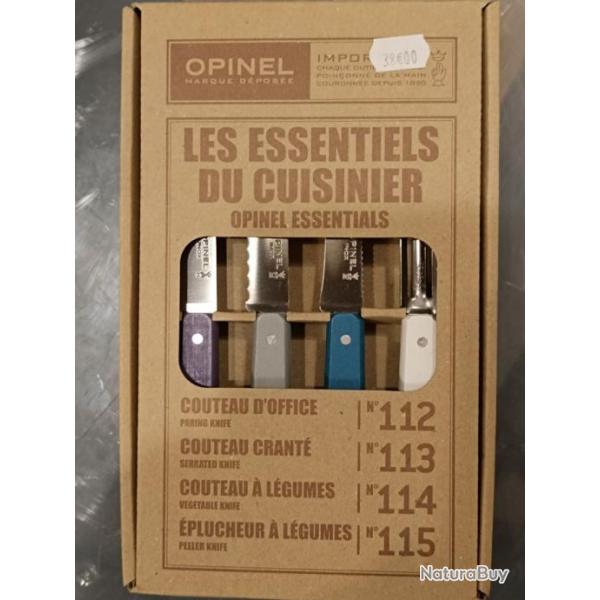 ENSEMBLE DE 3 COUTEAUX inox D OFFICE  +  EPLUCHEUR OPINEL  port inclus ref:opi03