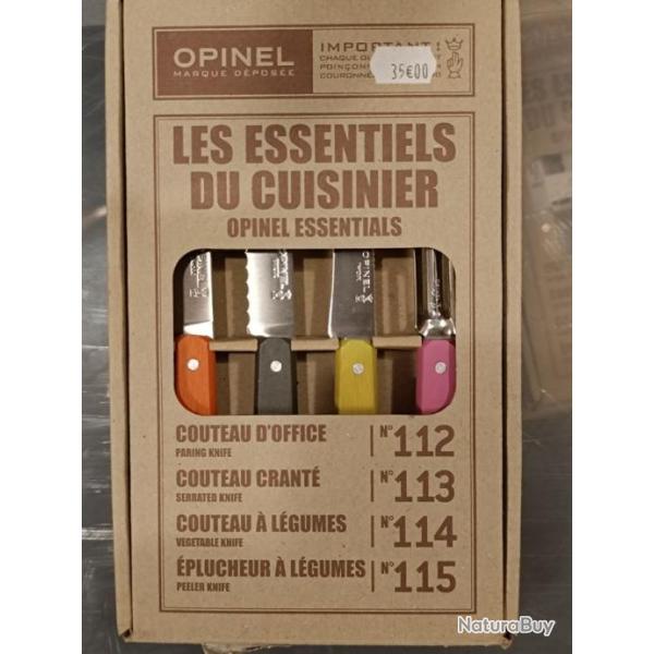 ENSEMBLE DE 3 COUTEAUX inox D OFFICE  +  EPLUCHEUR OPINEL  port inclus ref:opi05