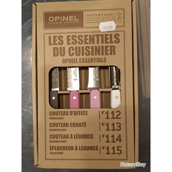 ENSEMBLE DE 3 COUTEAUX INOX OPINEL   +  1 EPLUCHEUR port inclus ref: opi06