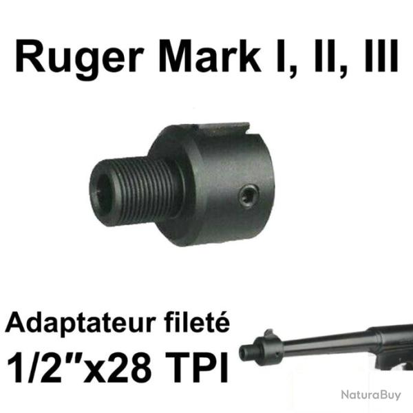 Adaptateur filet� Ruger Mark I, II, III 1/2"x28 TPI