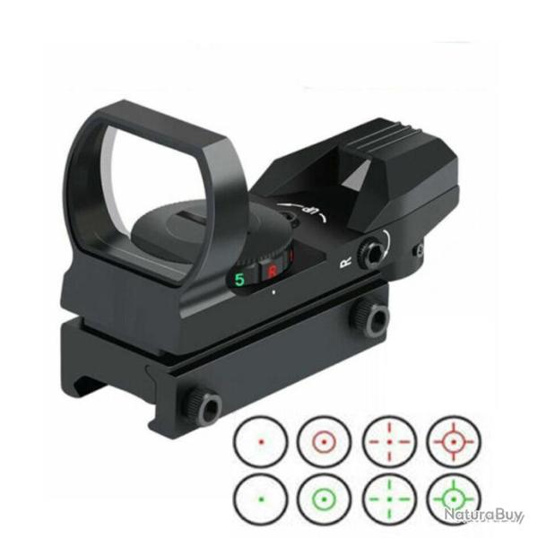 VISEUR POINT ROUGE 4 R�TICULES LUMINEUX VERT/ROUGE - RAIL 11mm/20 mm - NOIR