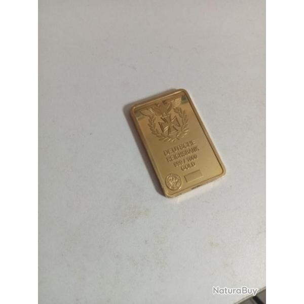 lingot petit en plaqu� or 4,4 cm x 3cm, 28,10 gr
