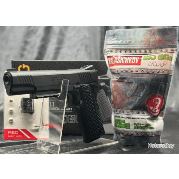 Pack pr�t a tirer + LASER PISTOLET BROWNING 1911 HME BBS 6MM SPRING