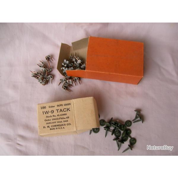 WW2 US LOT DE 2 BO�TES DE CLOUS/ATTACHES PLEINES MILITAIRES AM�RICAINE DAT�ES 1943 39/45