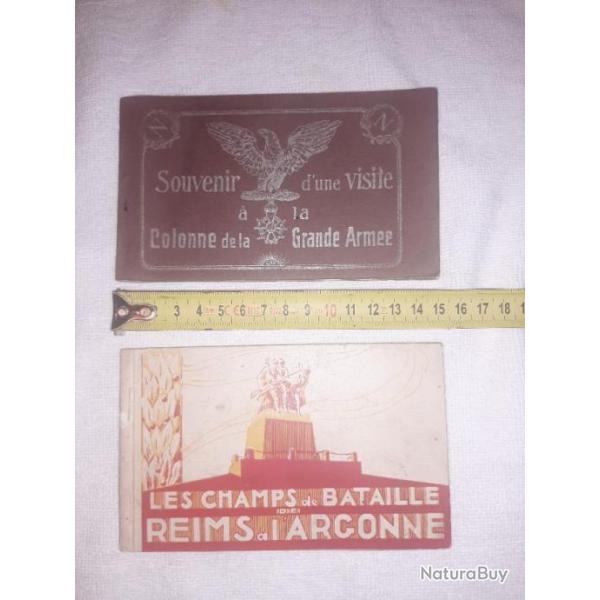 2 Livrets de cartes postales Les Champs de Bataille de Reims � l'Argonne et Colonne de la Gde Arm�e