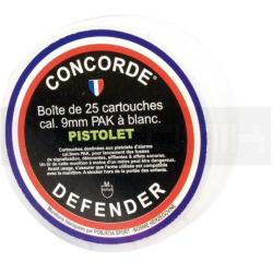 CARTOUCHE &Agrave; BLANC - CONCORDE DEFENDER 9 mm PAK, Boite de 25