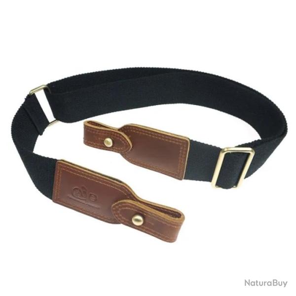 Ceinture en cuir et coton r�glable NOIR max-119cm 1 attache