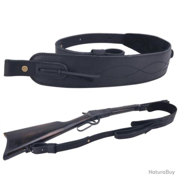 Sangle de fusil en cuir rembourr� pour la chasse NOIR