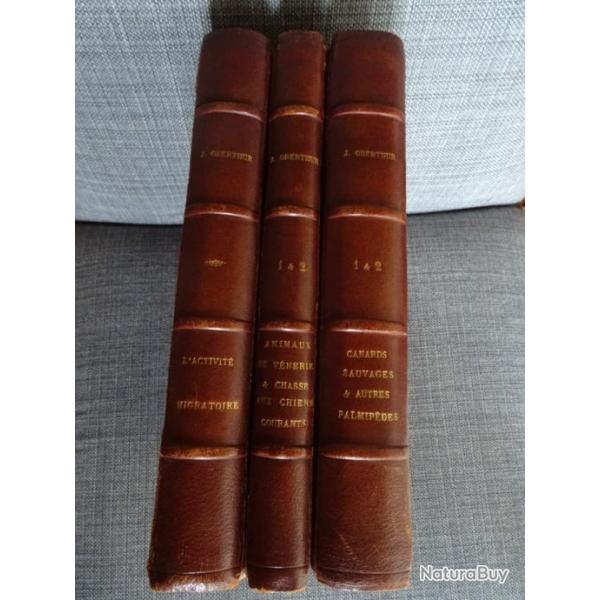 Trois livres reli�s de Joseph Oberthur , L'activit� migratoire, Canards1&2, V�nerie 1&2