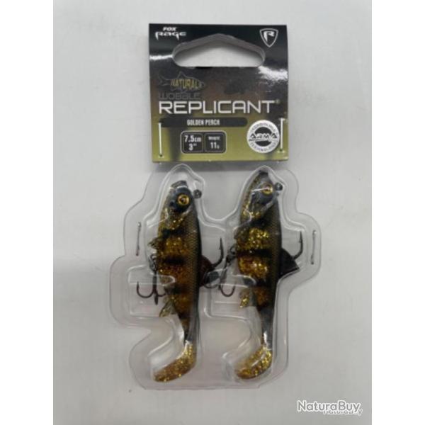 Leurres souples Fox rage replicant wobble golden perch 7,5cm